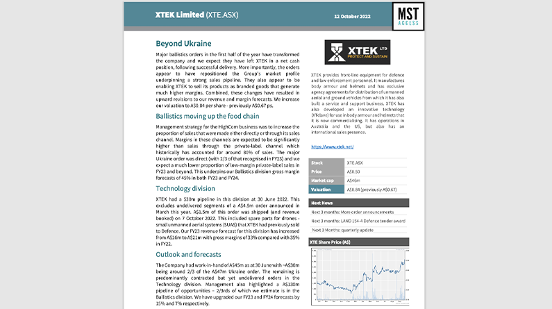 MST Access | XTEK Limited Update (XTE)